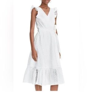 JCrew Allover Lace Eyelet Midi Wrap Dress - size 4 tall